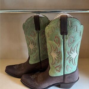 Ariat Green and Brown Cowboy Boots
